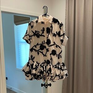 Elegant Black and White Floral Dress